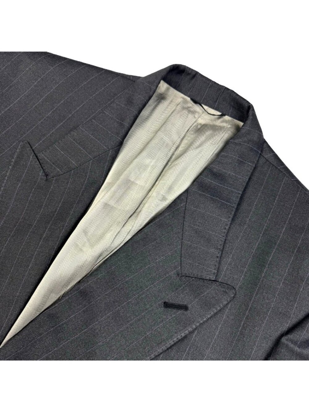 Ermenegildo Zegna Men's Bespoke Wool Double Breasted Blazer Gray Stripe • 46S